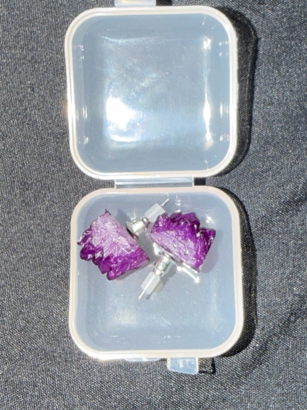Purple Raw Crystal Stud Earrings - Women Jewelry